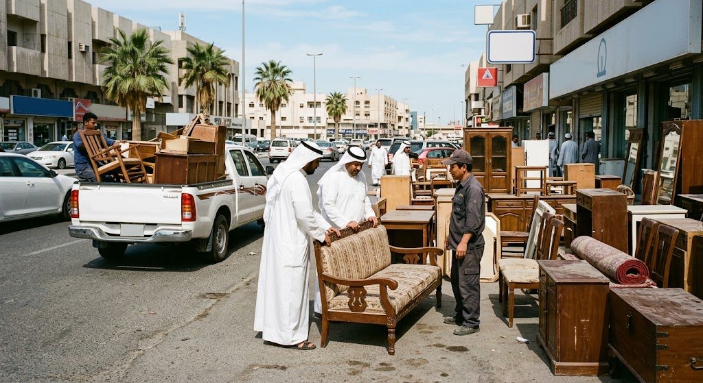 واجهات عرض لقطع أثاث مجددة وأدوات فحص الجودة المعتمدة داخل محلات شراء اثاث مستعمل الكويت لضمان دقة التسعير وسلامة المنقولات